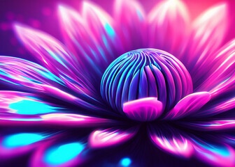 Wall Mural - abstract futuristic flower background in bright vivid colours created with generative ai technology