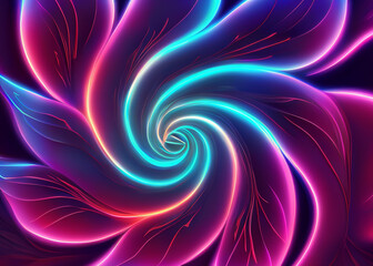 Wall Mural - abstract futuristic flower background in bright vivid colours created with generative ai technology