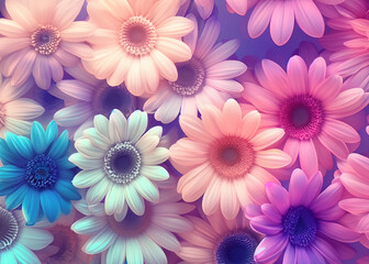 Wall Mural - abstract futuristic flower background in bright vivid colours created with generative ai technology