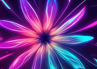Wall Mural - abstract futuristic flower background in bright vivid colours created with generative ai technology