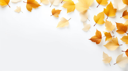 Wall Mural - maple leaves on a white background isolated frame of fallen leaves autumn blank