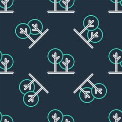 Poster - Line Tree icon isolated seamless pattern on black background. Forest symbol. Vector