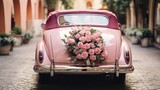 An elegantly adorned car for the newlyweds