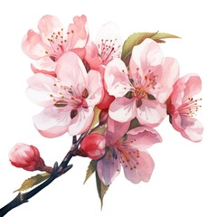 Wall Mural - watercolor cherry blossom illustration on a white background.