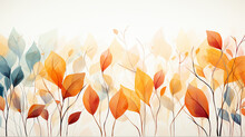 White Background Blank Frame With Yellow Leaves In Autumn Light Minimalism Style