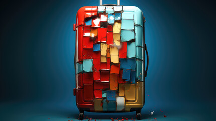 Sticker - A suitcase that is made of many different colors, AI