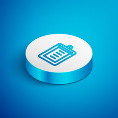 Poster - isometric line clipboard with checklist icon isolated on blue background. control list symbol. surve