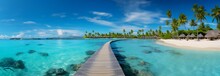 A Tropical Paradise: Serene Beach Landscape, Perfect For Summer Vacation Wallpaper