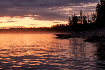 Wall Mural - September Sunrise Over the Lake in Yellowstone National Park