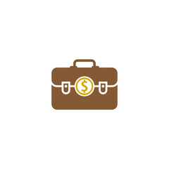 Canvas Print - Briefcase and money icon isolated on transparent background