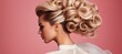 A detailed view of the bride's intricate updo
