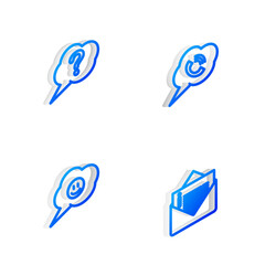 Poster - set isometric line speech bubble with phone call, question, smile face and envelope icon. vector