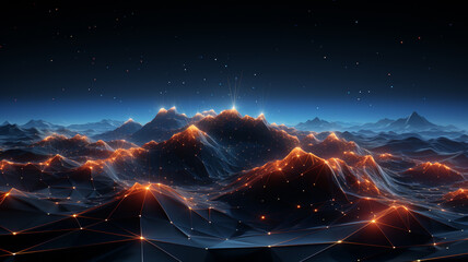 Wall Mural - Mountain line technology background.