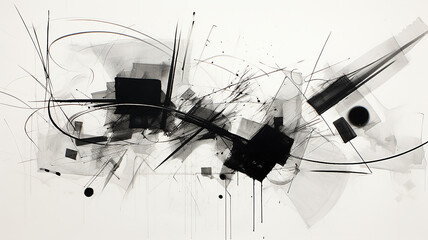 Wall Mural - monochrome painting geometric shapes flat abstraction.