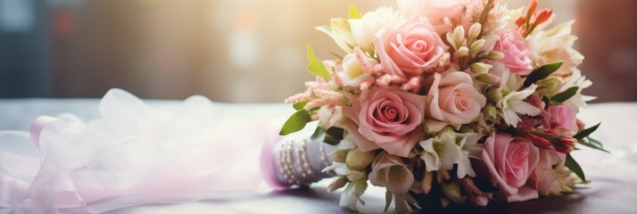 Freshly picked flowers in the bridal bouquet