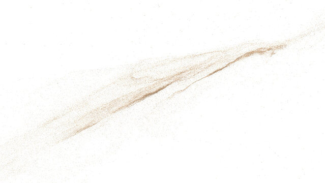 3D rendering of scattered sand granules or fine dirt on transparent background