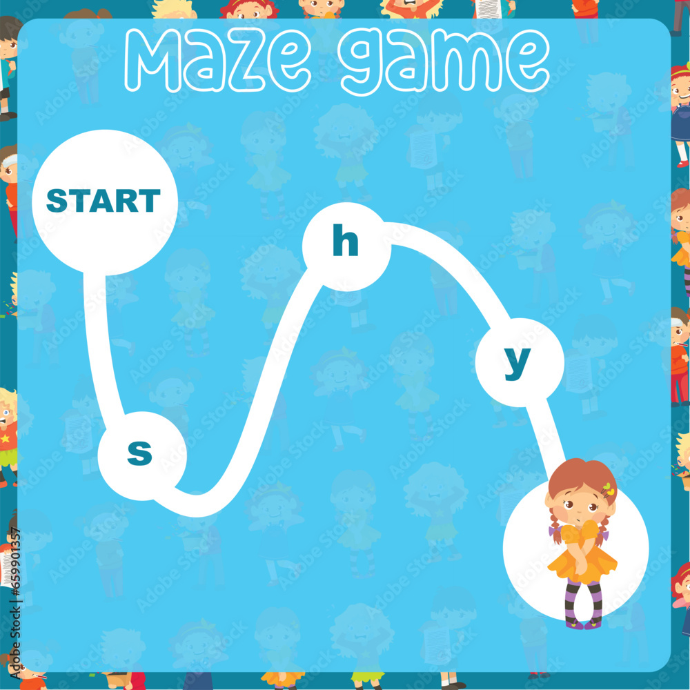 stock-vektorgrafik-maze-game-worksheet-for-kids-with-feelings-edition