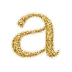 Poster - Gold glitter alphabet letters from A to Z, isolated on transparent background, lowercase. This is a part of a set which also includes numbers and symbols