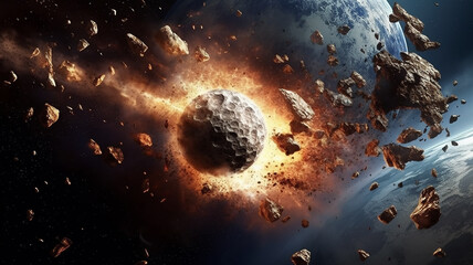 Wall Mural - an asteroid is flying to earth.