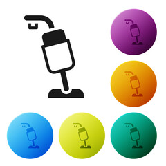 Sticker - Black Vacuum cleaner icon isolated on white background. Set icons in color circle buttons. Vector