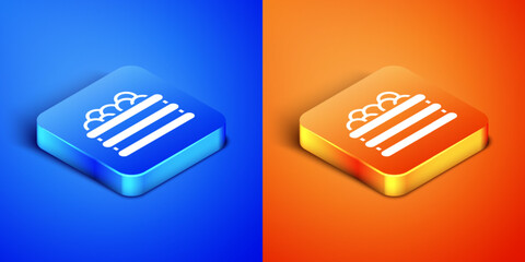 Poster - Isometric Pool with balls icon isolated on blue and orange background. Square button. Vector