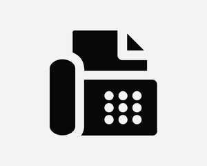 Wall Mural - Fax Machine Icon Office Equipment Print Printer Device Phone Business Telephone Technology Tech Black White Line Outline Shape Sign Symbol EPS Vector