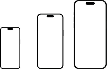 Aufkleber - Mockup of smartphones with transparent screens. Modern popular phones. Front view of the device. Smartphone mockup collection. Mobile phone on a transparent background.