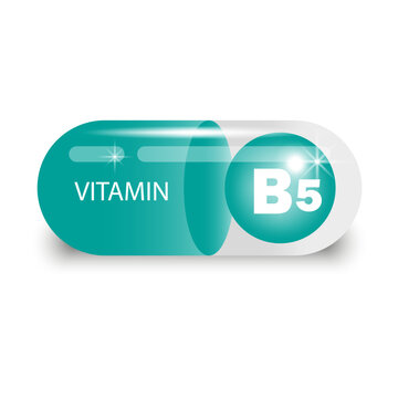 vitamin b5 in green capsule. health pill. vector illustration. eps 10.