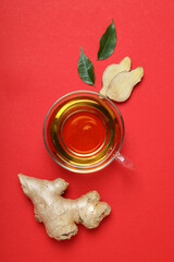 Poster - Cold treatment, healthcare concept - tea with ginger