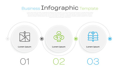 Poster - Set line Intersection point, Pie chart infographic and Layers. Business infographic template. Vector
