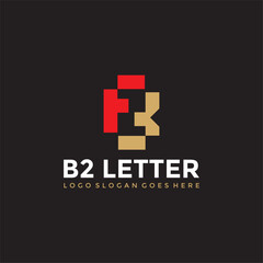 b2 2b letter logo vector image