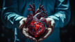 anatomical heart in the doctor's hand, transplantology concept. ai generative