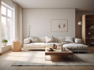 Canvas Print - a clean and inviting white apartment with stylish interior design. ai generation.