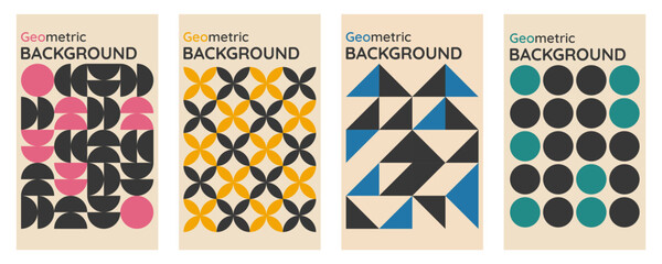 Wall Mural - vector set of postmodern vertical poster.abstract geometric backgrounds. vector