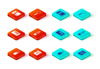 Poster - Set Computer mouse, Calendar, Business card, Fountain pen nib, Magnifying glass and monitor icon. Vector