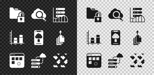 Poster - set folder and lock, search cloud computing, server, data, web hosting, loading data window, network