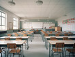 © Llama-World-studio - A white classroom with minimalist furniture. AI Generation.