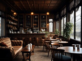 Fototapeta Londyn - Classic coffee house interior with elegant touches. AI Generation.