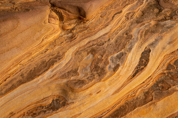 Wall Mural - Full frame of sandstone rock pattern, Rock formation, natural of sand stone on beach in Australia, line and curve of stone use for background