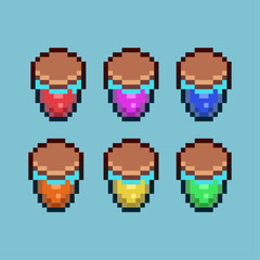 Poster - Pixel art sets of with jar food variation color item asset. Simple bits of jar glass for food on pixelated style. 8bits perfect for game asset or design asset element for your game design asset