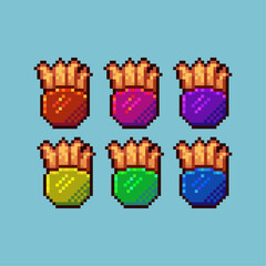 Poster - Pixel art sets of french fries with variation color item asset. Simple bits of french fries on pixelated style. 8bits perfect for game asset or design asset element for your game design asset.
