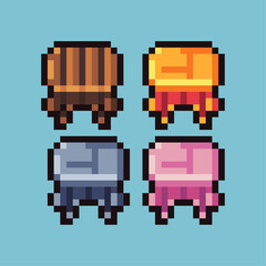 Leinwandbilder - pixel art sets of gold,silver chair decoration with variation color item asset. simple bits of chair