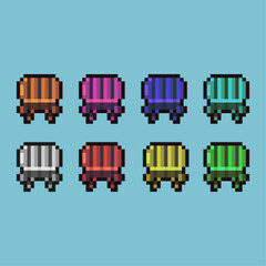 Poster - Pixel art sets of chair with variation color item asset. Simple bits of chair on pixelated style. 8bits perfect for game asset or design asset element for your game design asset.