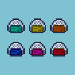 Poster - Pixel art sets of onigiri food with variation color item asset. Simple bits of onigiri on pixelated style. 8bits perfect for game asset or design asset element for your game design asset.
