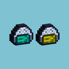 Poster - Isometric Pixel art 3d of Onigiri food for items asset. Onigiri Food  on pixelated style.8bits perfect for game asset or design asset element for your game design asset.