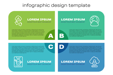 Poster - set line server, data, web hosting, cloud hacking, computing lock and social network. business infog
