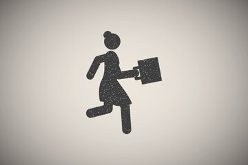 Poster - businesswoman, sms icon vector illustration in stamp style