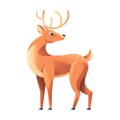 Vector Deer Art Deco Retro Illustration Isolated