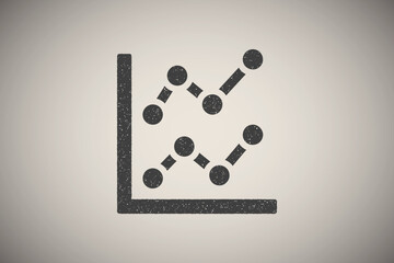 Poster - Chart graph diagram line icon vector illustration in stamp style