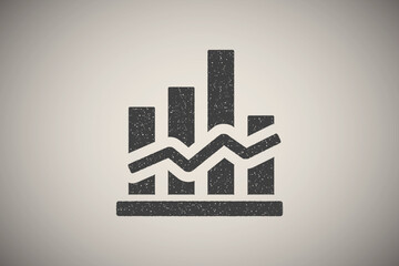 Poster - Chart column icon vector illustration in stamp style